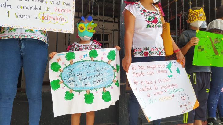 Infantes de Homún manifiestan no querer granja porcícola